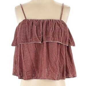 Madewell Blush Ruffle Silk Crushed Velvet Camisole Tank Top Size Small EUC #0984